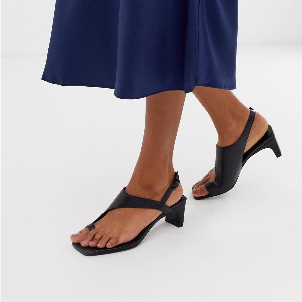 ASOS Hercules leather toe loop block heel sandals
